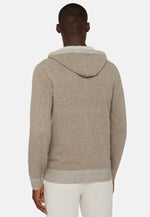 Dove Grey Full-Zip Hooded Jumper In a Cashmere Blend