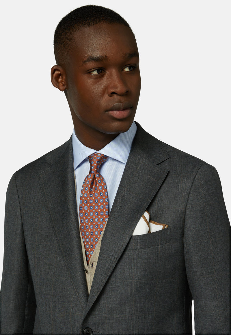 Grey Prince of Wales Check Suit In Pure Wool