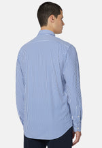 Slim Fit Blue Shirt in Stretch Nylon