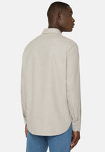 Beige Cotton Tencel Shirt Regular Fit
