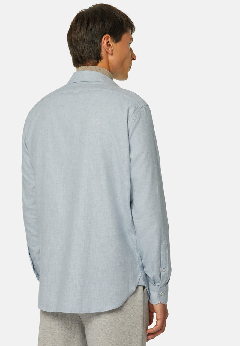 Sky Blue Cotton Tencel Shirt Regular Fit