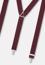 Burgundy Elastic Suspenders With Clips