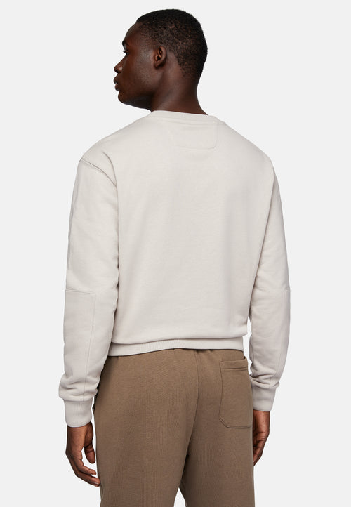 Beige Crew Neck Sweatshirt In Organic Cotton Blend