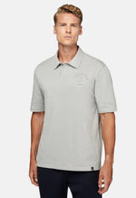 Grey Organic Cotton Blend Jersey Polo Shirt