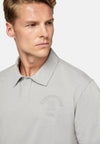 Grey Organic Cotton Blend Jersey Polo Shirt