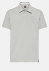 Grey Organic Cotton Blend Jersey Polo Shirt