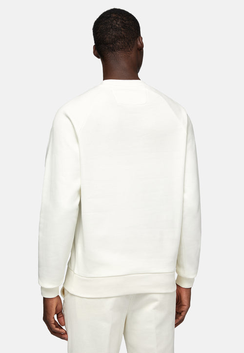 White Crew Neck Cotton Sweatshirt