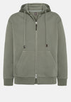 Green Full Zip Cotton Hooded Sweatshirt