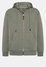 Green Full Zip Cotton Hooded Sweatshirt