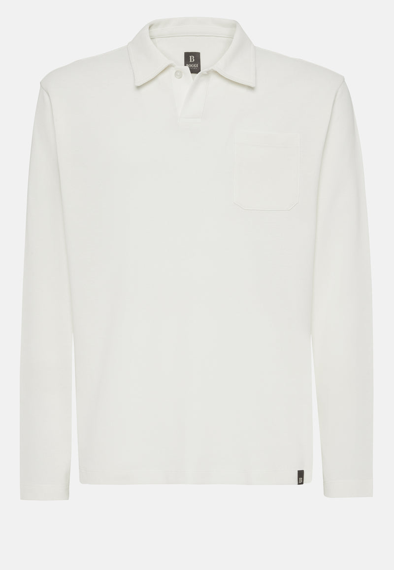 White Cotton Pique Polo Shirt