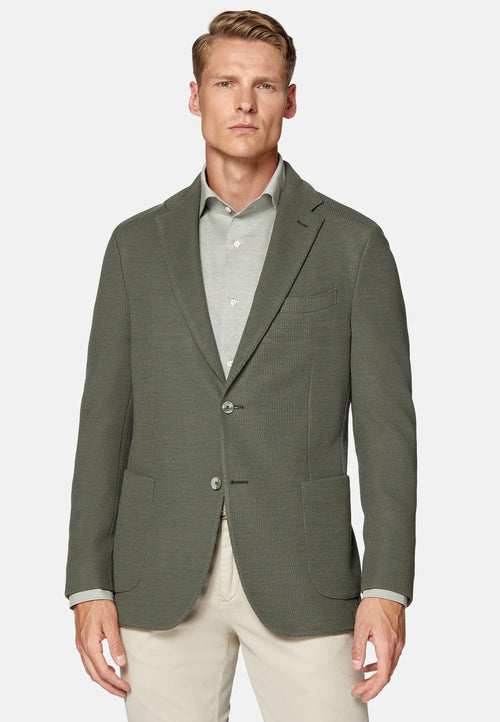 Green Textured Wool Jersey Jacket