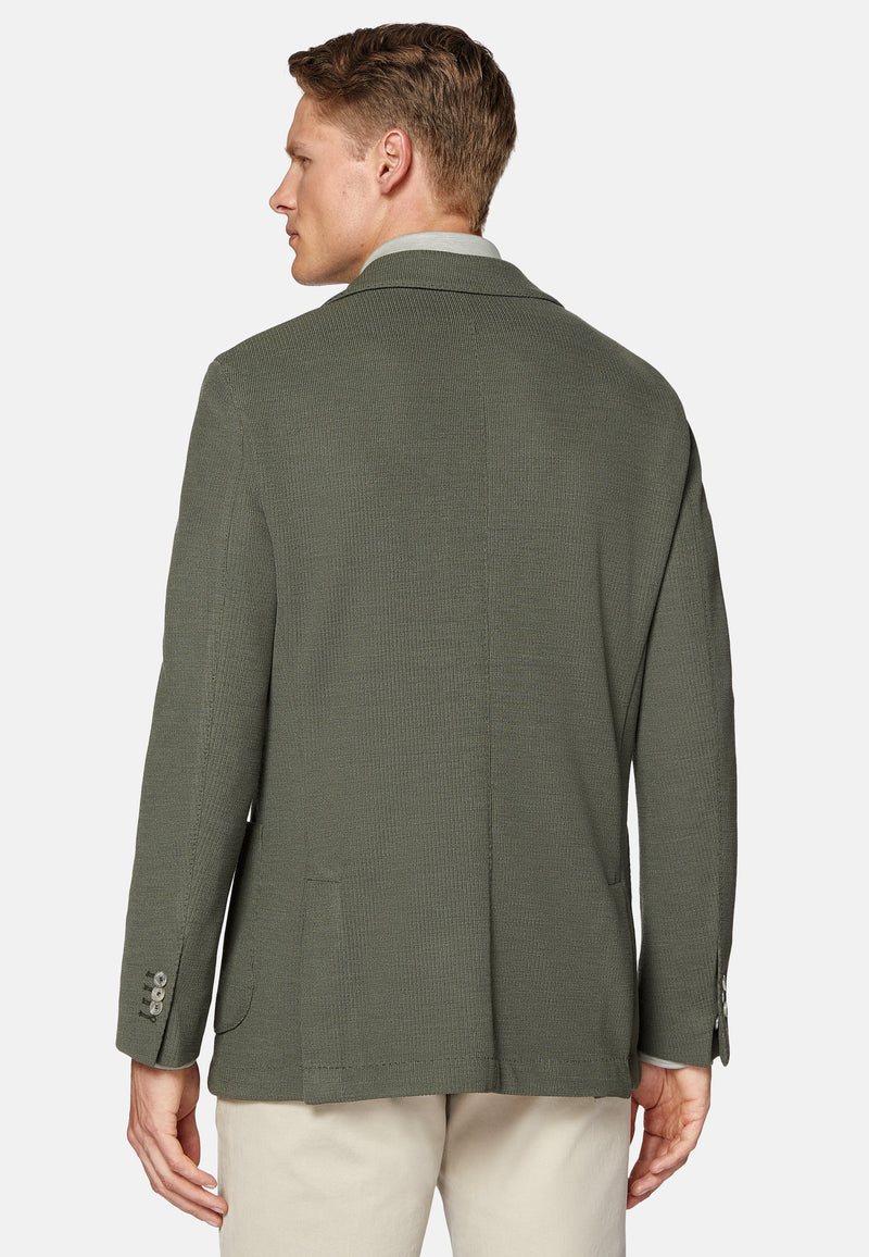 Green Textured Wool Jersey Jacket