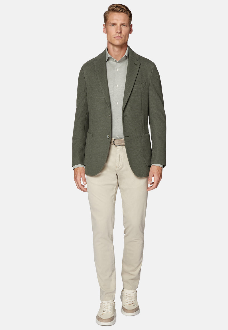 Green Textured Wool Jersey Jacket