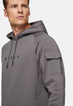 Grey Lightweight Scuba Cotton Blend Hoodie