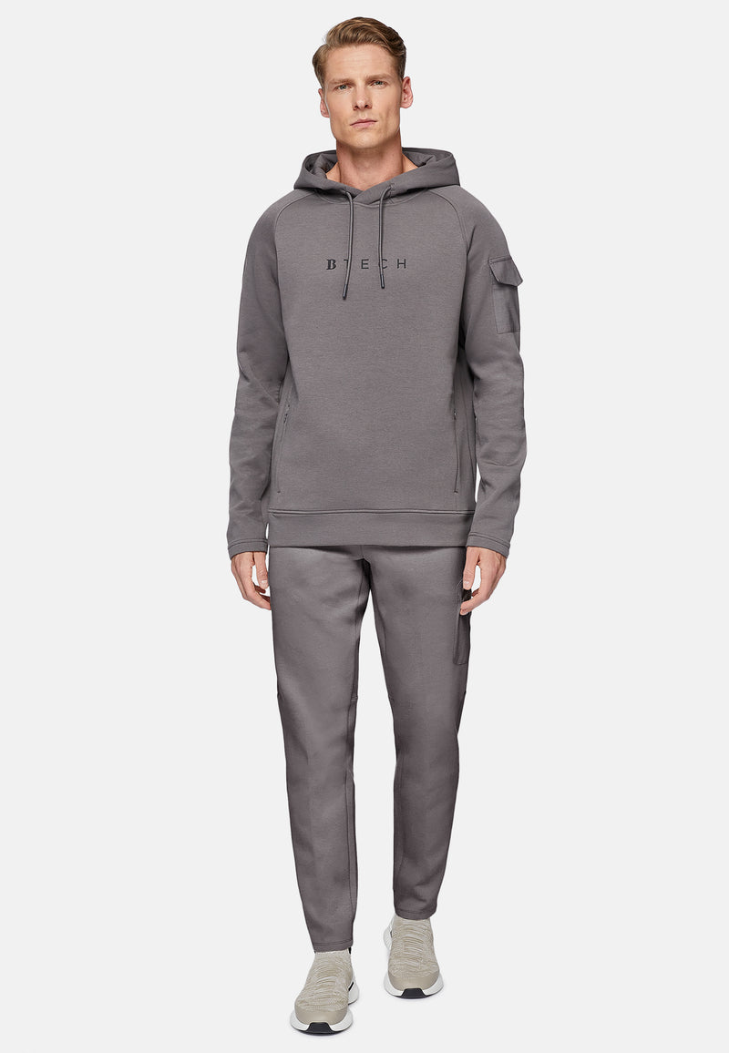 Grey Lightweight Scuba Cotton Blend Hoodie