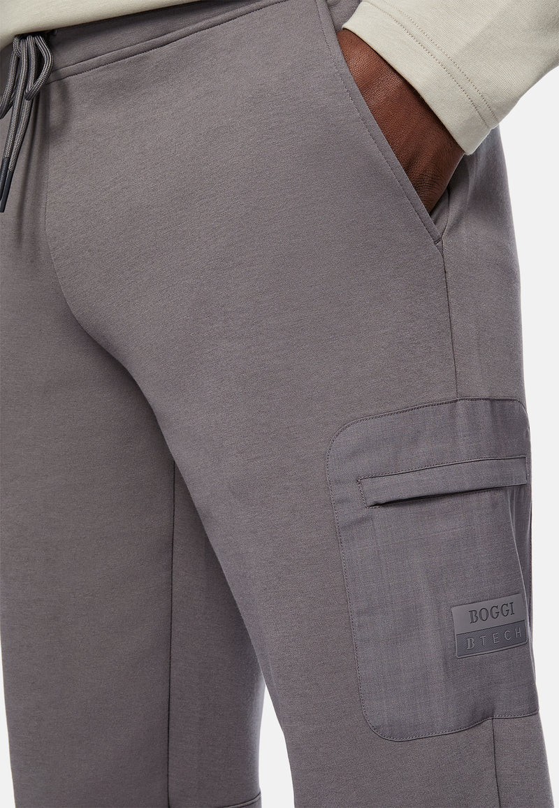 Grey Lightweight Scuba Cotton Blend Trousers