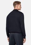 Navy Wool Knitted Polo Shirt