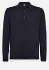 Navy Wool Knitted Polo Shirt