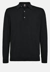 Black Wool Knitted Polo Shirt