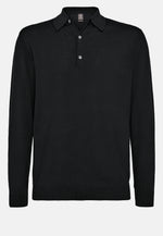 Black Wool Knitted Polo Shirt