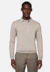 Beige Wool Knitted Polo Shirt