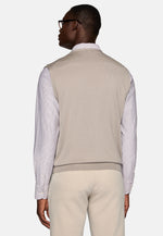 Beige Sand Knitted Waistcoat In Merino Wool