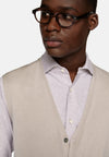 Beige Sand Knitted Waistcoat In Merino Wool