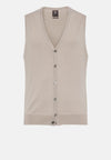 Beige Sand Knitted Waistcoat In Merino Wool