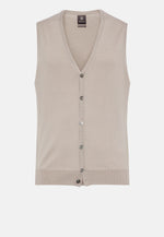 Beige Sand Knitted Waistcoat In Merino Wool