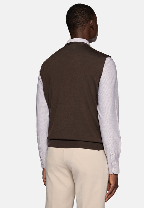 Brown Brown Merino Wool Knitted Gilet