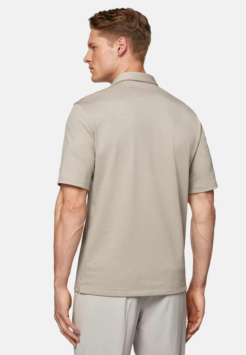 Beige High-Performance Pique Polo Shirt