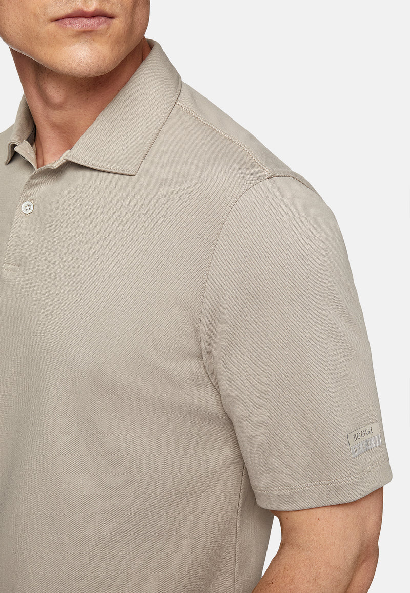 Beige High-Performance Pique Polo Shirt