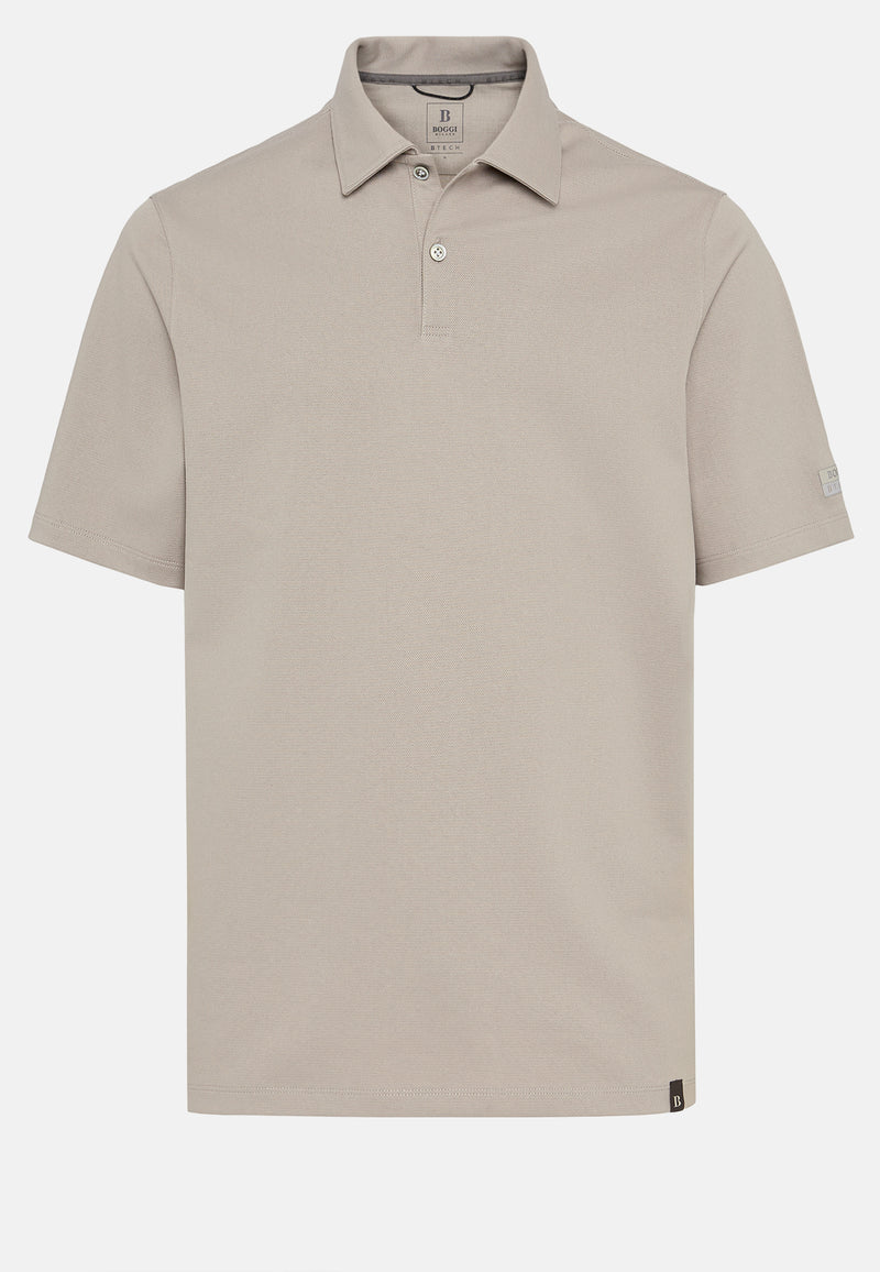 Beige High-Performance Pique Polo Shirt