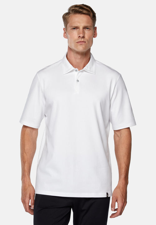 White High-Performance Pique Polo Shirt