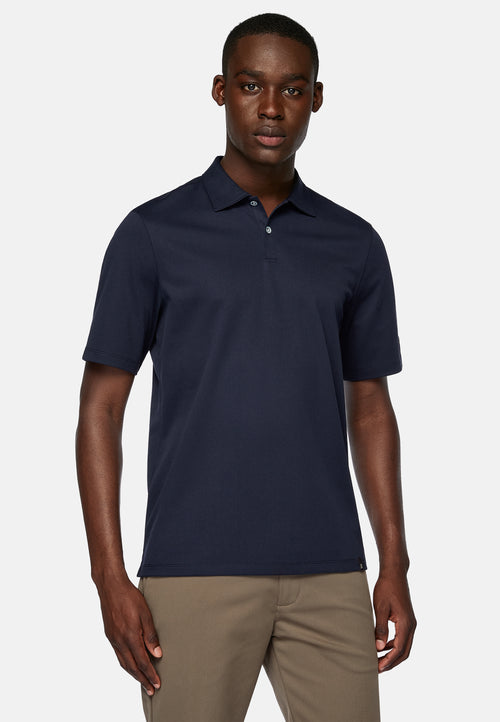 Blue High-Performance Pique Polo Shirt