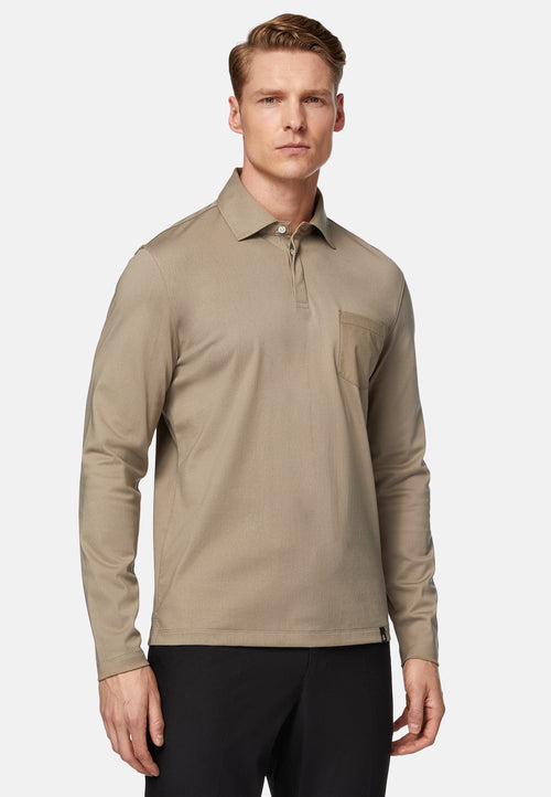 Beige High-Performance Pique Polo Shirt