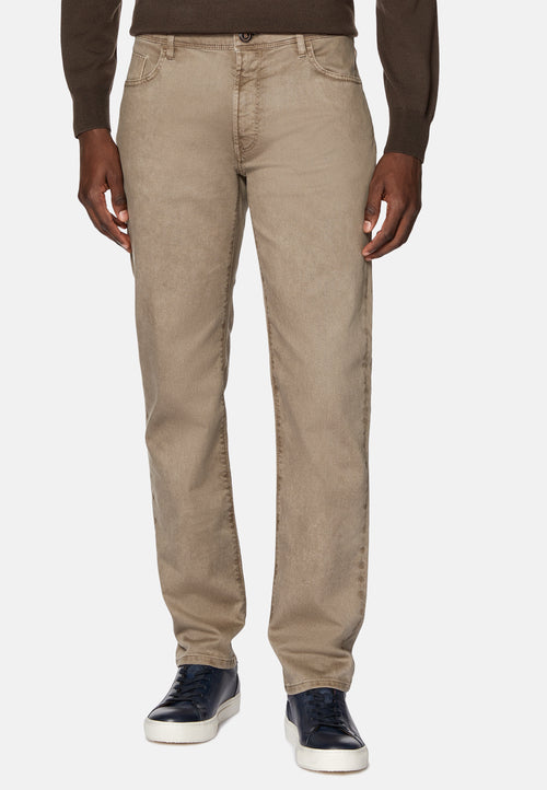 Brown Stretch Cotton Jeans