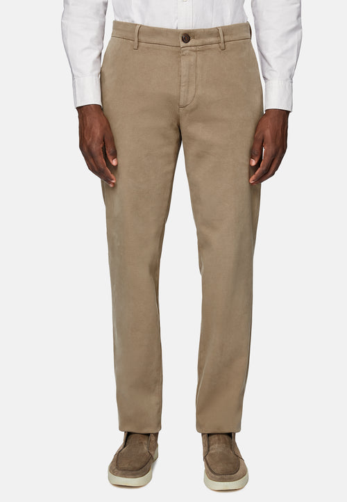 Beige Cotton Stretch Trousers