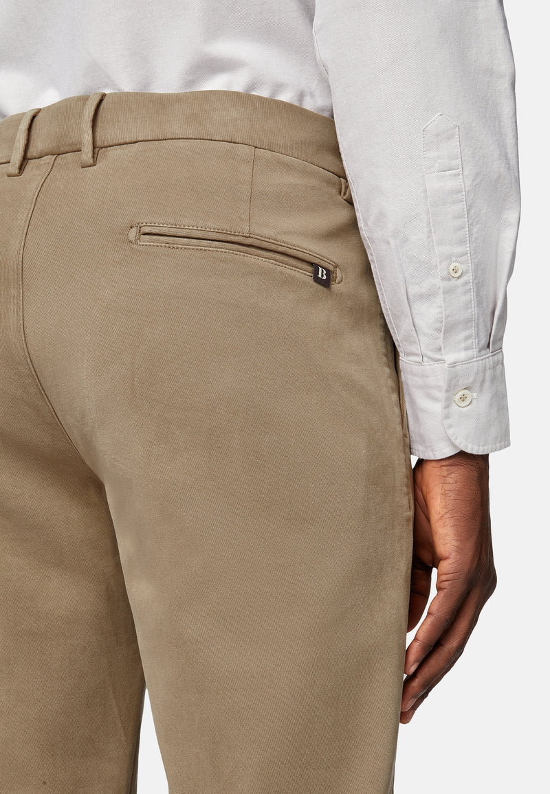 Beige Cotton Stretch Trousers