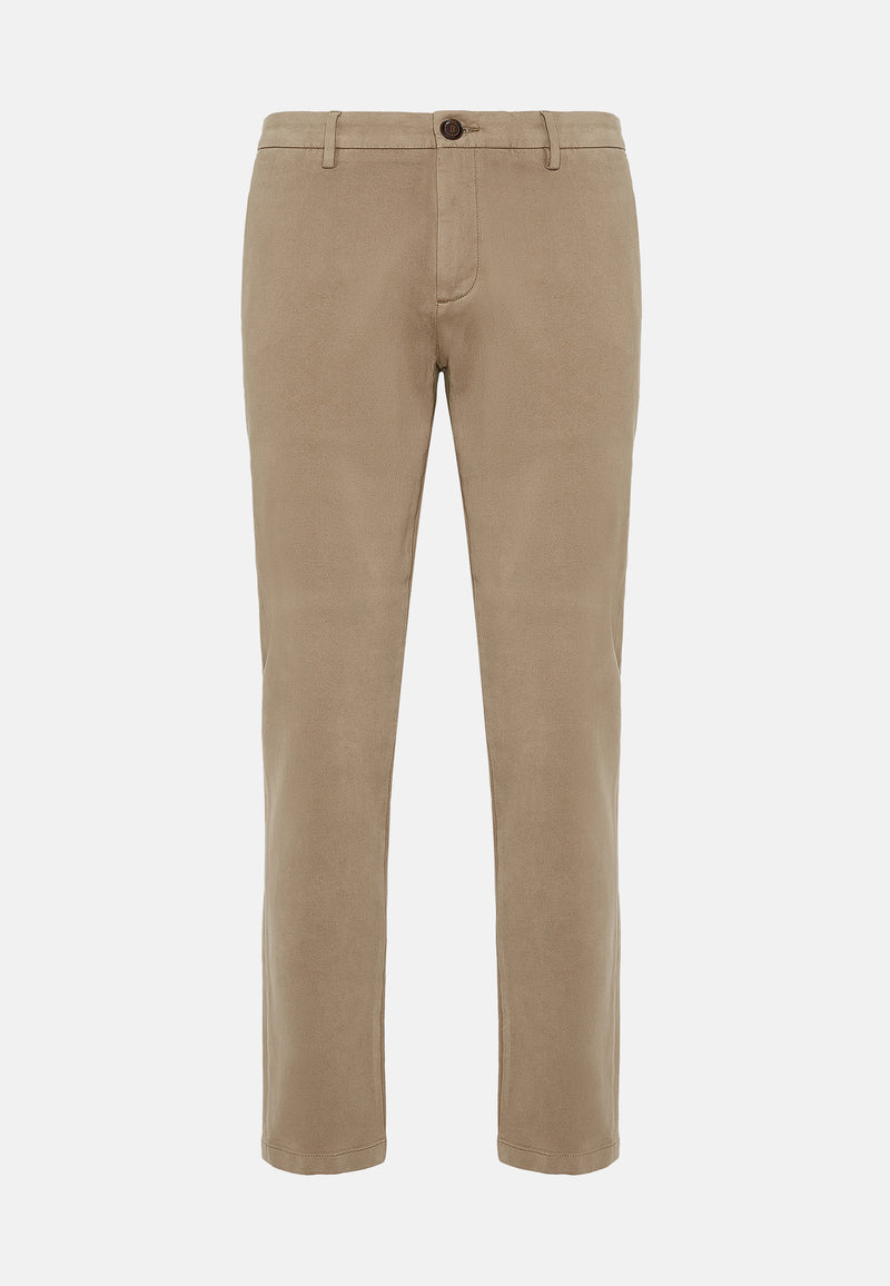 Beige Cotton Stretch Trousers