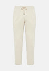 Beige City Trousers in Stretch Cotton Tencel