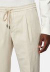 Beige City Trousers in Stretch Cotton Tencel