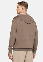 Brown Taupe Hoodie In Wool Nylon Cotton