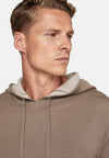 Brown Taupe Hoodie In Wool Nylon Cotton