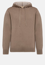 Brown Taupe Hoodie In Wool Nylon Cotton