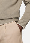 Brown Taupe V Neck Jumper In Organic Cotton Wool