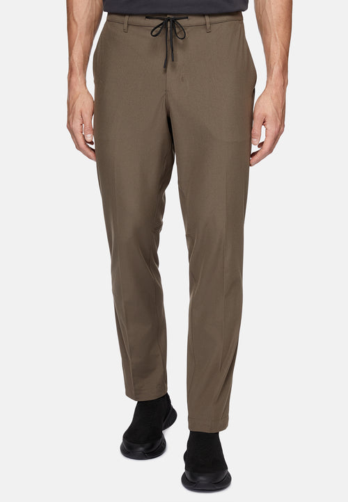 Brown Ergonomic Trousers In Warp-knitted Nylon B Tech