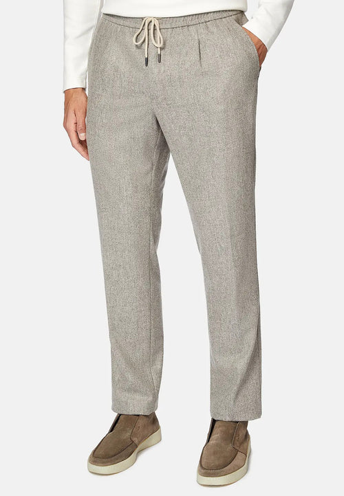 Beige City Trousers in Flannel