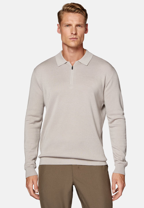 Sand Merino Wool Tech Polo Shirt