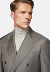 Brown Double-Breasted Dove Grey Suit in Pure Wool